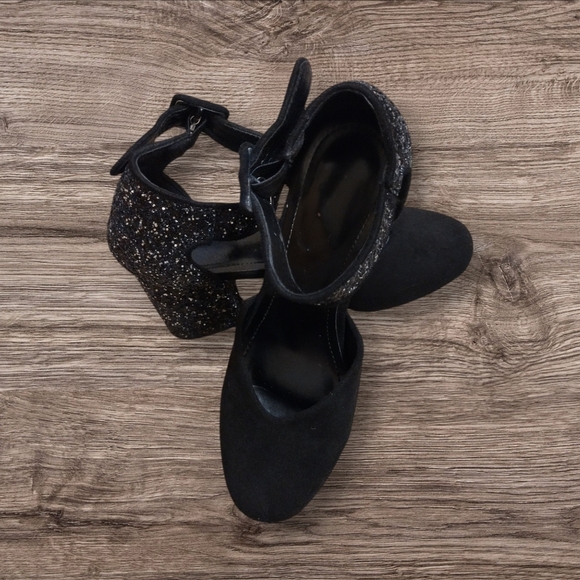 Glitter Encrusted Square Heels - Picture 1 of 7